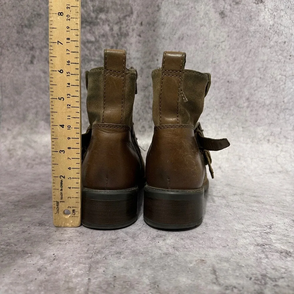 Clarks Swansea Grove Ankle Boots Womens 8 Suede Double Buckle Studded